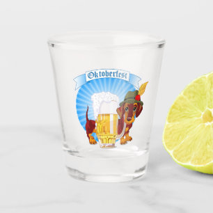 Dachshund in Alpine Hat Oktoberfest Logo Shot Glass