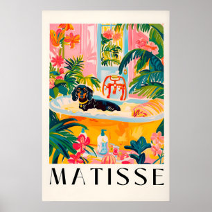 Dachshund in Bathtub Print Funny Matisse Style Dog