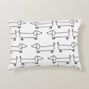 Dachshund in black-white decorative cushion