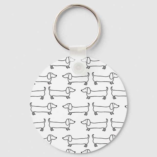 Dachshund in black-white key ring (Front)