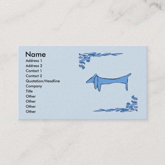 Dachshund in Blue Business Card (Front)