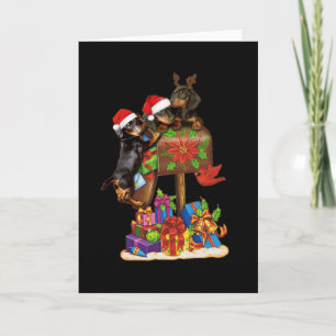 Dachshund In Box Letter Outdoor Xmas Decorations Card