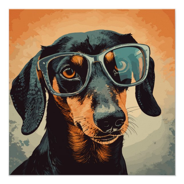 Dachshund in Glasses Poster (Front)