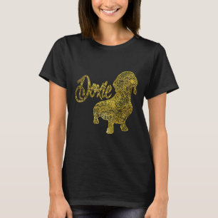 Dachshund In Gold Decorative Pattern T-Shirt