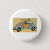 Dachshund in Hippie car