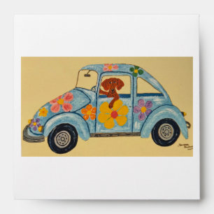 Dachshund in Hippie car  Envelope