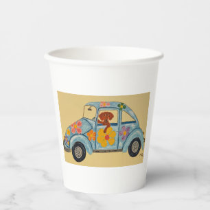 Dachshund in Hippie car  Paper Cups