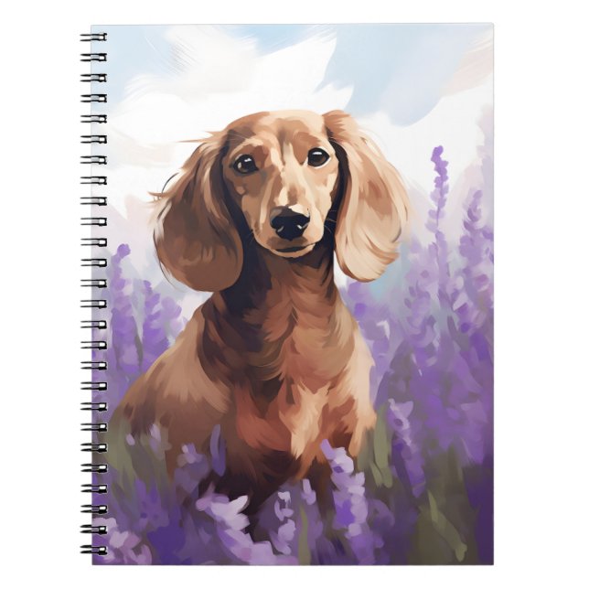 Dachshund in Lavender field Notebook (Front)