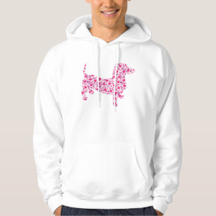 Dachshund in Pink Hearts Hoodie