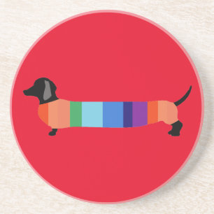 Dachshund in Rainbow Sweater Coaster
