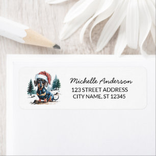 Dachshund in Santa Hat Christmas Return Address    Label