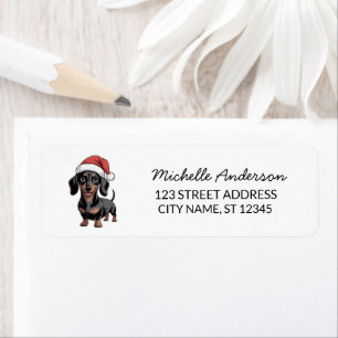 Dachshund in Santa Hat Christmas Return Address Label