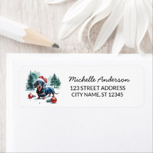 Dachshund in Santa Hat Christmas Return Address    Label