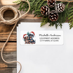 Dachshund in Santa Hat Christmas Return Address    Label