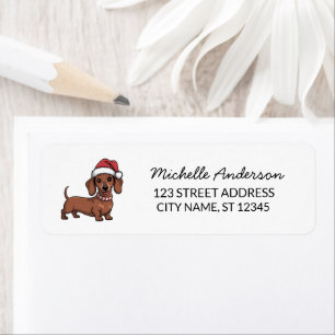 Dachshund in Santa Hat Christmas Return Address    Label