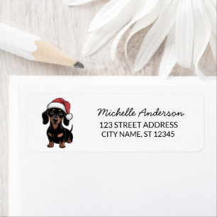 Dachshund in Santa Hat Christmas Return Address    Return Address Label