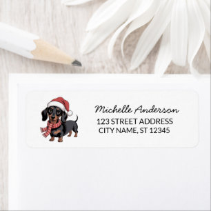 Dachshund in Santa Hat Christmas Return Address    Return Address Label