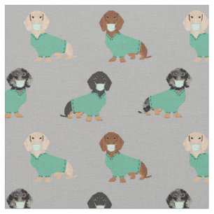 Dachshund in Scrubs grey Fabric