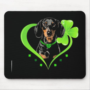 Dachshund In Shamrock Heart Mouse Pad