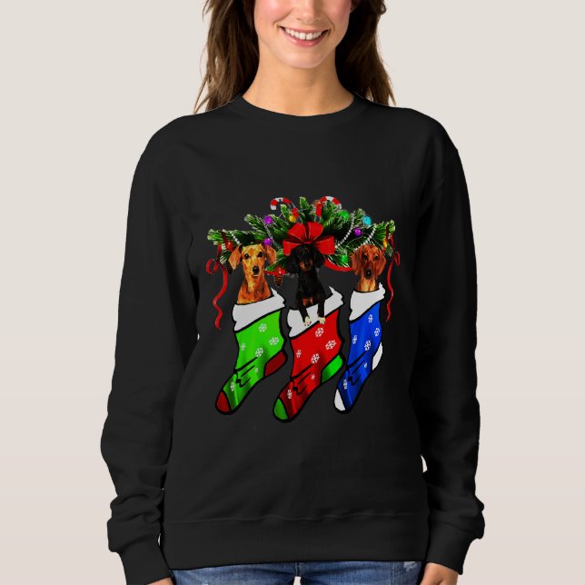 Dachshund In Sock Christmas Dog Sweatshirt (Front)