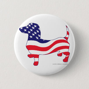 Dachshund in the American Flag 6 Cm Round Badge