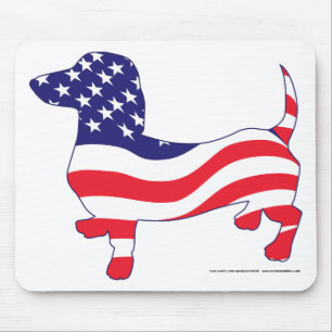 Dachshund in the American Flag Mouse Pad