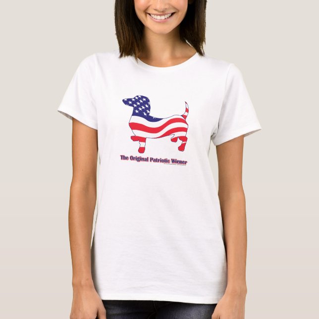 Dachshund in the American Flag T-Shirt (Front)