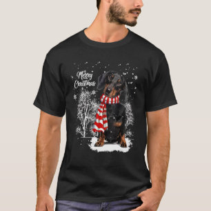 Dachshund In The Snow Merry Christmas Winter T-Shirt