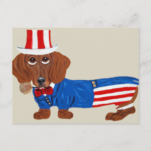 Dachshund In Uncle Sam Suit Postcard