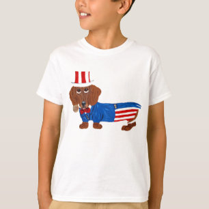 Dachshund In Uncle Sam Suit T-Shirt