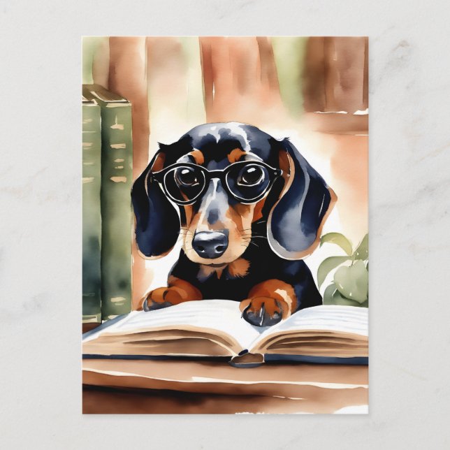Dachshund in Watercolor Art Postcard (Front)