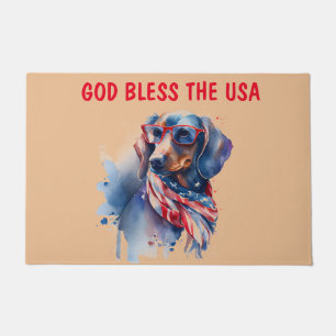 DACHSHUND INDEPENDENCE DAY DOORMAT