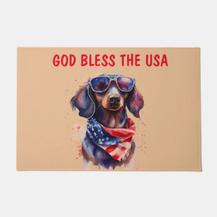 DACHSHUND INDEPENDENCE DAY DOORMAT
