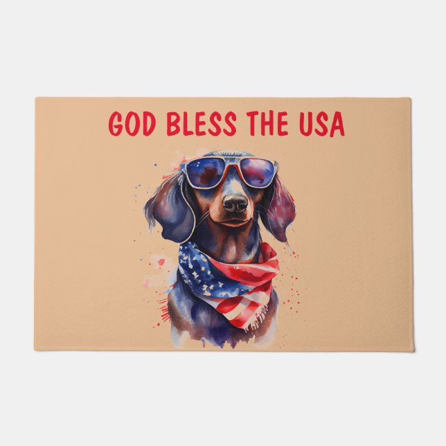 DACHSHUND INDEPENDENCE DAY DOORMAT (Front)