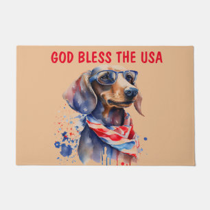 DACHSHUND INDEPENDENCE DAY DOORMAT