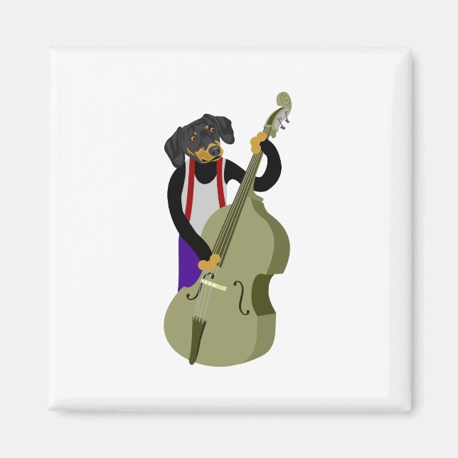 Dachshund Jazz Bass Player Magnet (Front)