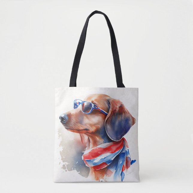  DACHSHUND JULY 4TH TOTE BAG (Front)