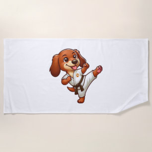Dachshund karate martial arts high kick beach towel