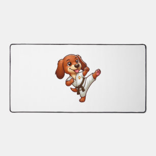 Dachshund karate martial arts high kick desk mat