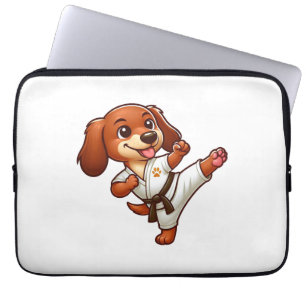 Dachshund karate martial arts high kick laptop sleeve