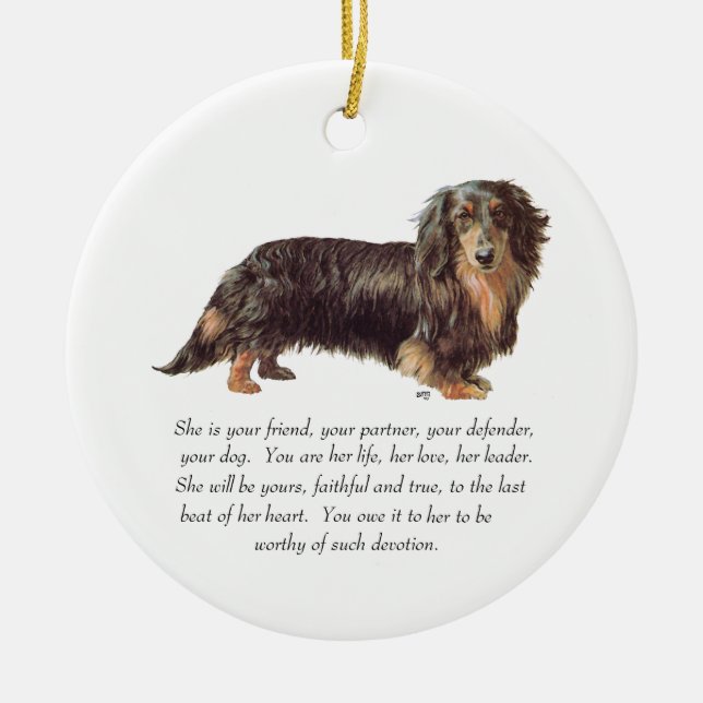 Dachshund Keepsake - Female Ceramic Tree Decoration (Front)
