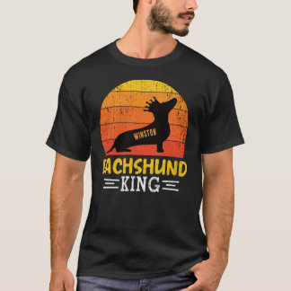 Dachshund King – Vintage Sunset Crowned Doxie T-Shirt