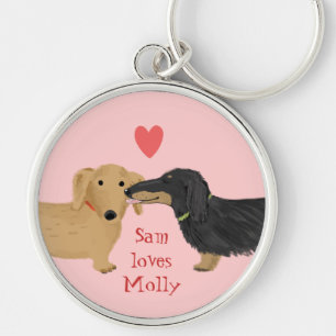 Dachshund Kiss with Custom Text Key Ring