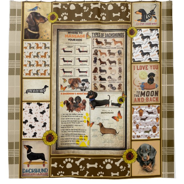 Dachshund Knowledge Blanket Gift Shower Curtain (Front)