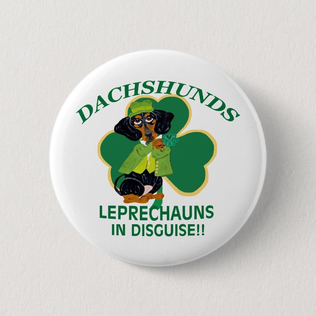 Dachshund Leprechaun 6 Cm Round Badge (Front)