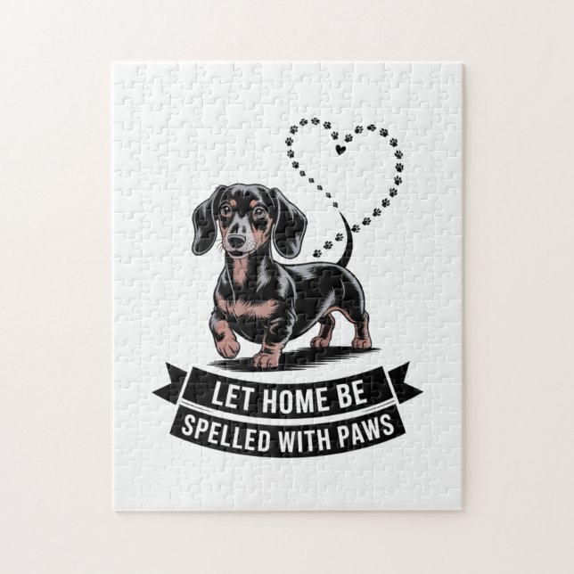 Dachshund Let Home Be Spelled With Paws Jigsaw Puzzle (Vertical)