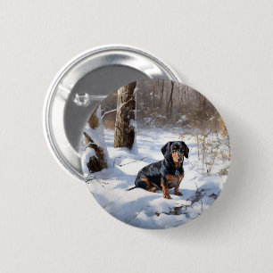 Dachshund Let It Snow Christmas 6 Cm Round Badge