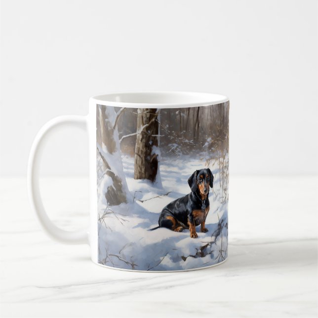 Dachshund Let It Snow Christmas Coffee Mug (Left)