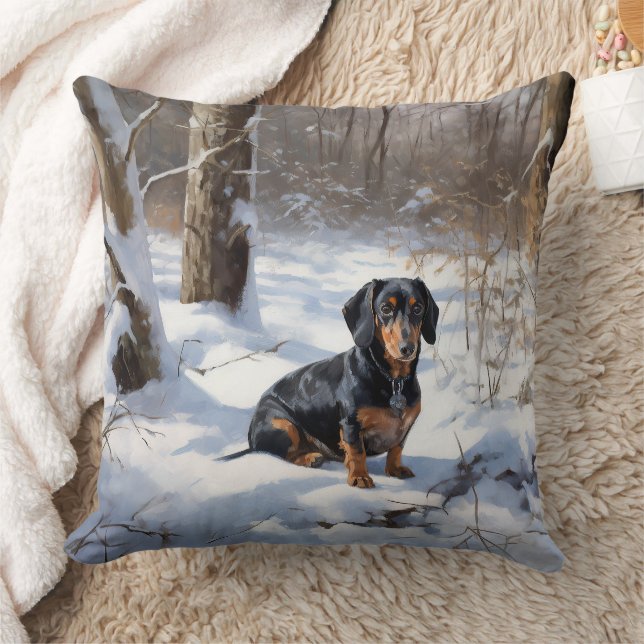 Dachshund Let It Snow Christmas Cushion (Blanket)