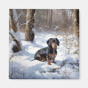 Dachshund Let It Snow Christmas Magnet